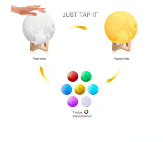 LunarSphere 3D Moon Light Lamp with 7  Changing colours